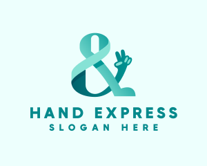 Sign Language - Peace Sign Ampersand logo design
