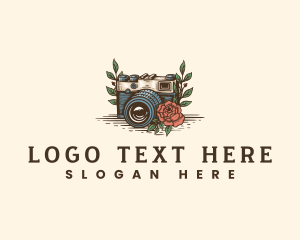 Lens - Hand Drawn Camera Floral logo design