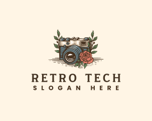 Hand Drawn Camera Floral logo design