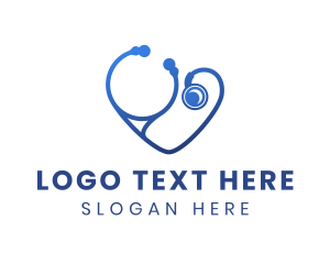 Health Care - Blue Heart Stethoscope logo design
