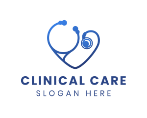 Clinical - Blue Heart Stethoscope logo design