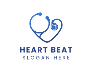 Stethoscope - Blue Heart Stethoscope logo design