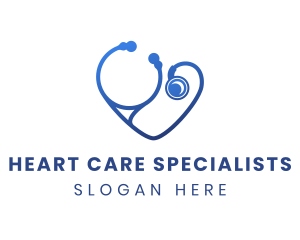 Cardiologist - Blue Heart Stethoscope logo design
