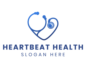 Cardiology - Blue Heart Stethoscope logo design