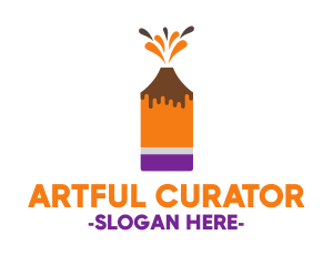 Volcano Art & Craft Pencil logo design