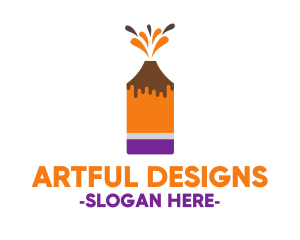 Volcano Art & Craft Pencil logo design