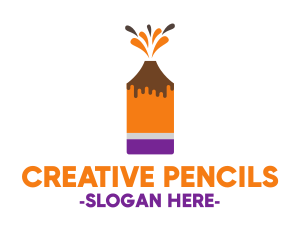 Volcano Art & Craft Pencil logo design