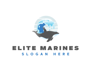 Aquatic Marine Whale logo design