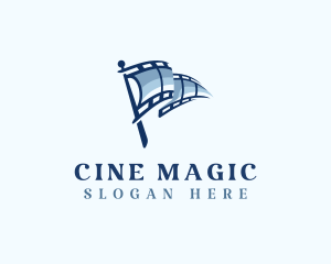 Film - Cinema Film Reel Flag logo design