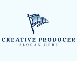 Producer - Cinema Film Reel Flag logo design