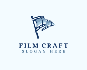 Cinematography - Cinema Film Reel Flag logo design