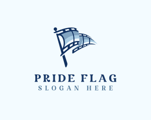 Flag - Cinema Film Reel Flag logo design