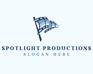 Show - Cinema Film Reel Flag logo design