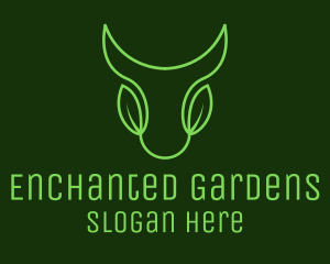 Green Leaf Bull Head logo design