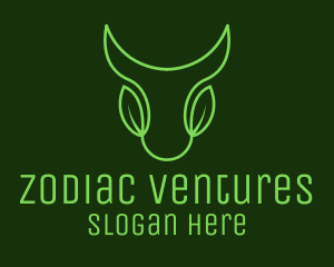 Green Leaf Bull Head logo design