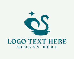 Duck - Diamond Gem Swan logo design