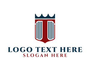 Letter T - Crown Defense Shield logo design