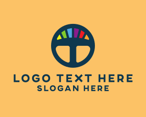 Lesbian - Rainbow Steering Wheel logo design