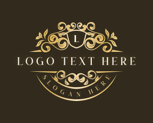 Salon - Floral Ornament Crest logo design