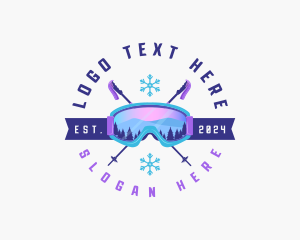 Skiing - Ski Poles Goggles logo design