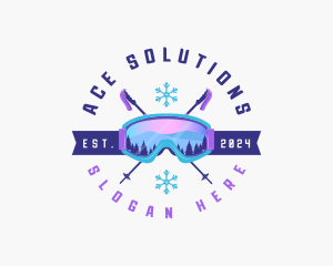 Ski Poles Goggles logo design