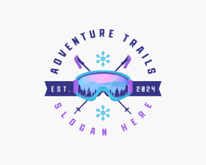 Ski Poles Goggles logo design