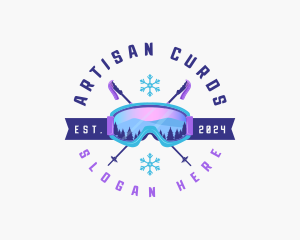 Ski Poles Goggles logo design