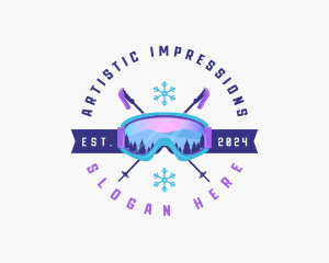 Ski Poles Goggles logo design