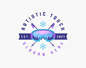 Ski Poles Goggles logo design