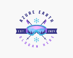 Ski Poles Goggles logo design