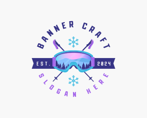 Ski Poles Goggles logo design