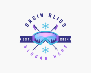 Ski Poles Goggles logo design