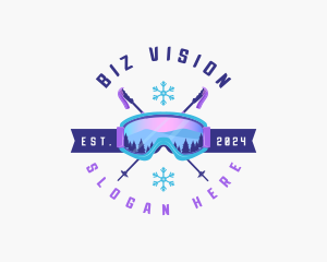 Ski Poles Goggles logo design