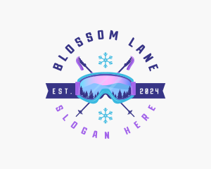 Ski Poles Goggles logo design