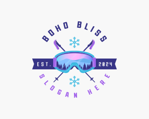 Ski Poles Goggles logo design