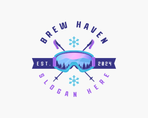 Ski Poles Goggles logo design