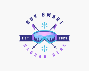 Ski Poles Goggles logo design