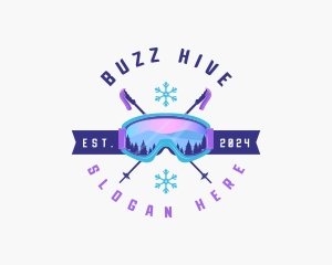 Ski Poles Goggles logo design