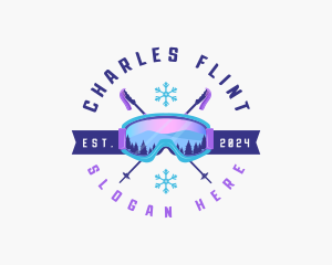 Ski Poles Goggles logo design