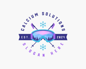 Ski Poles Goggles logo design