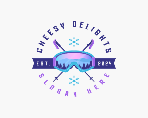 Ski Poles Goggles logo design