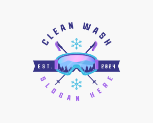 Ski Poles Goggles logo design