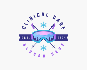 Ski Poles Goggles logo design