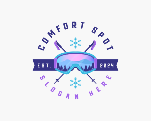 Ski Poles Goggles logo design