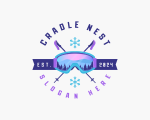 Ski Poles Goggles logo design