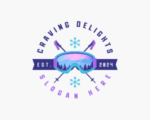 Ski Poles Goggles logo design