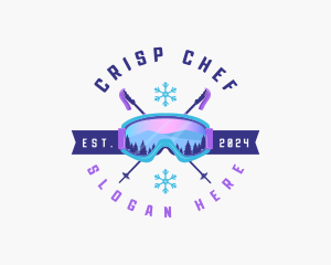 Ski Poles Goggles logo design