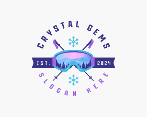 Ski Poles Goggles logo design