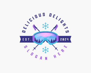 Ski Poles Goggles logo design