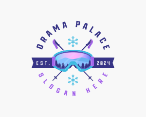 Ski Poles Goggles logo design